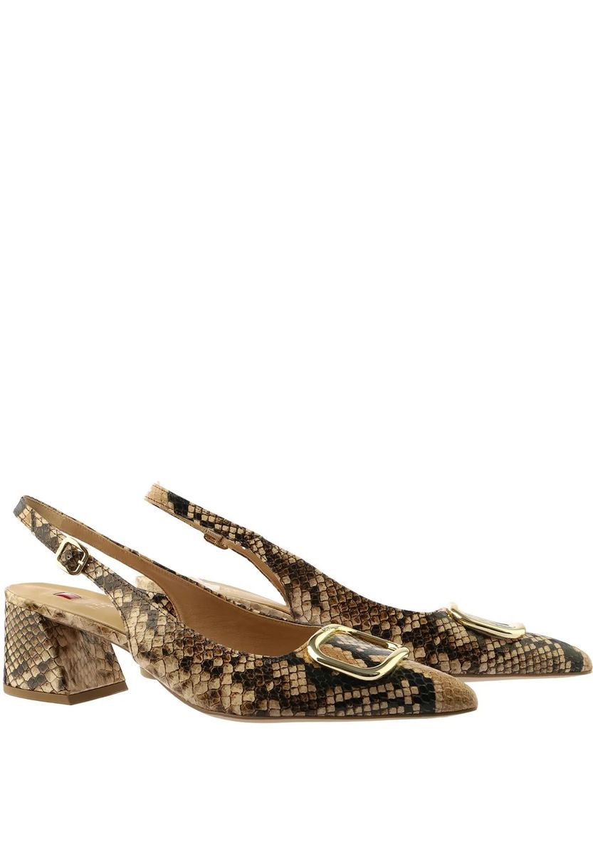 Elegante Slingbacks mit Schlangenprägung