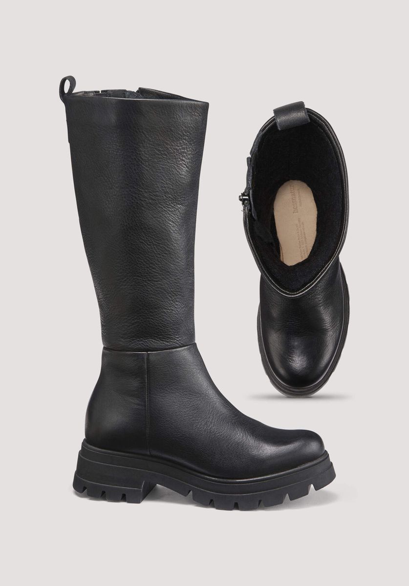 Hohe Lederstiefel mit Profilsohle