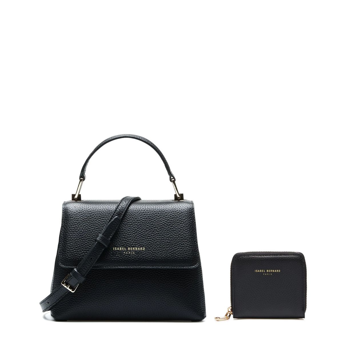 Strukturierte Lederhandtasche und Portemonnaie