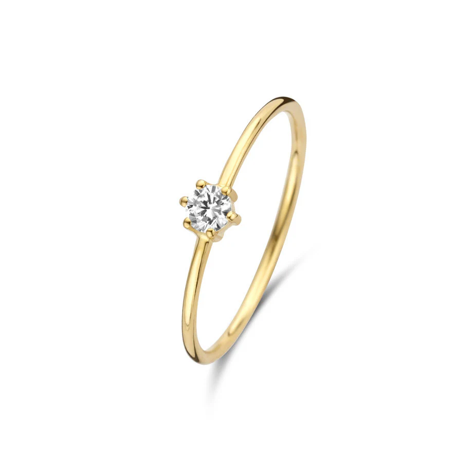 Solitär-Goldring mit Zirkonia