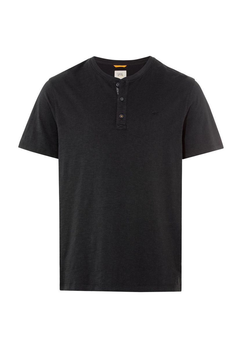 Lässiges einfarbiges Henley-Shirt aus Baumwolle
