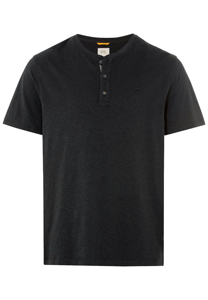 Lässiges einfarbiges Henley-Shirt aus Baumwolle