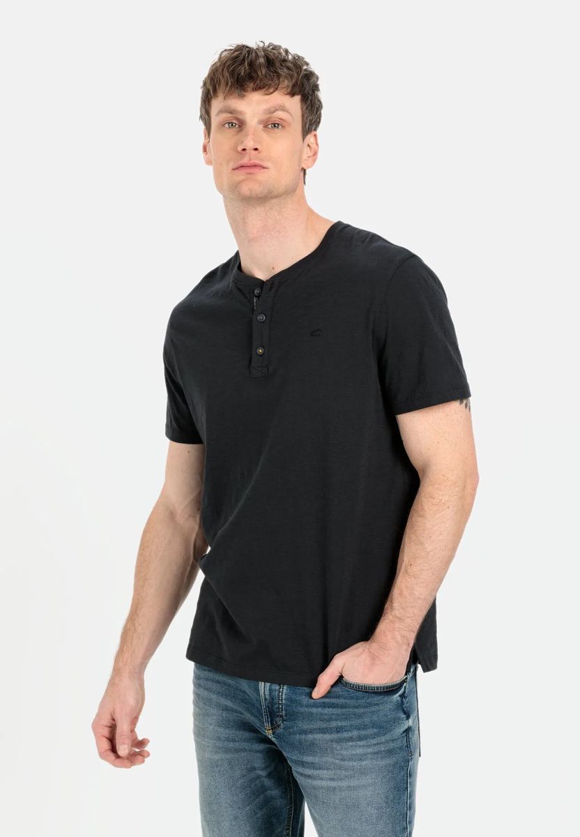 Kurzarm-Henley-Shirt mit Knopfleiste