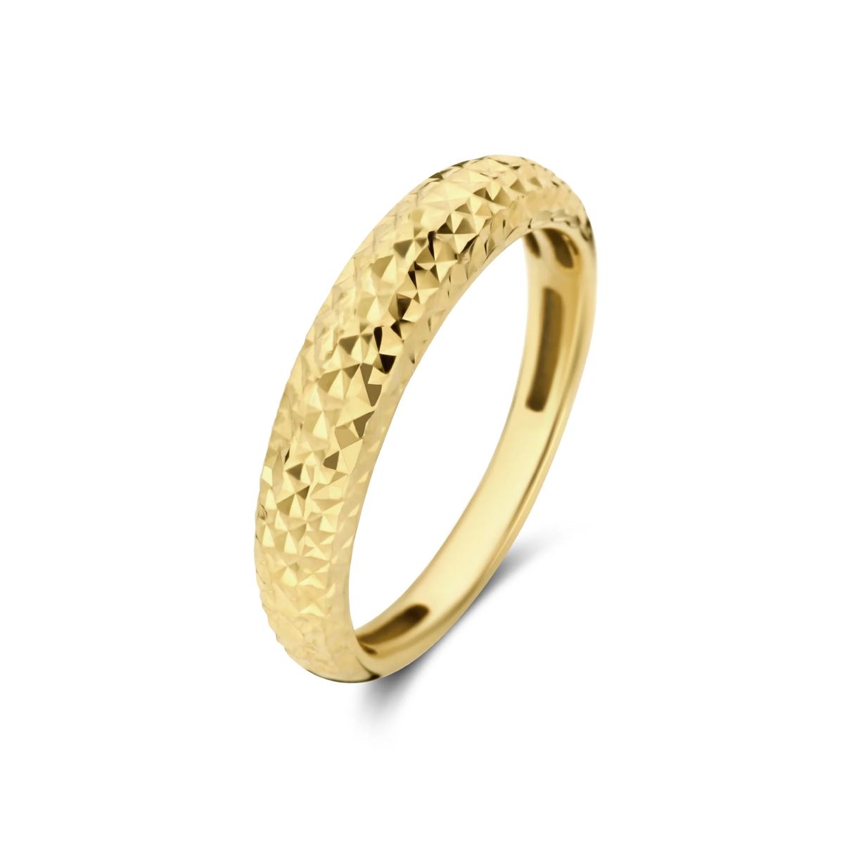 Goldring mit Diamantschliff-Struktur
