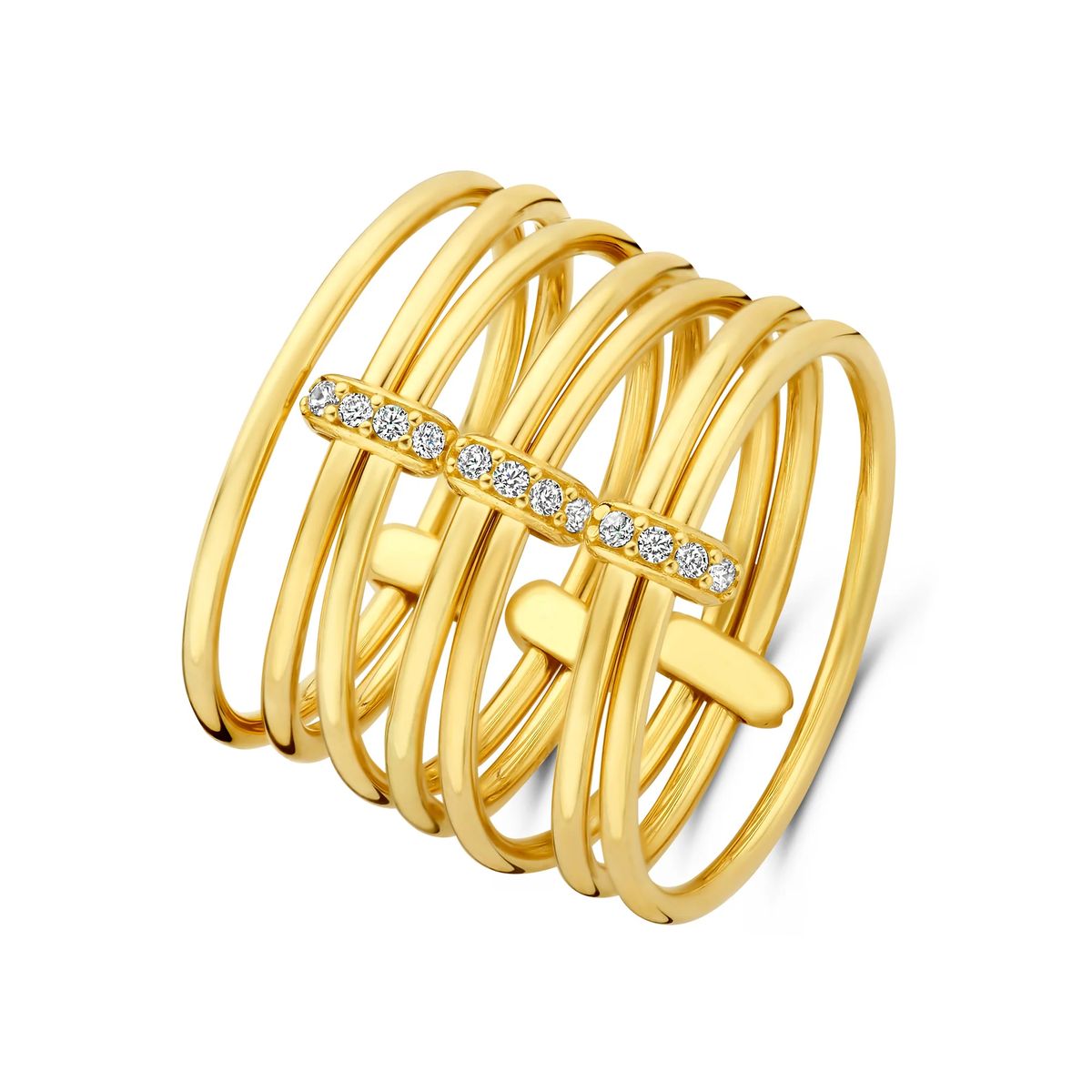 Eleganter Sieben-Band-Stack mit Zirkonia