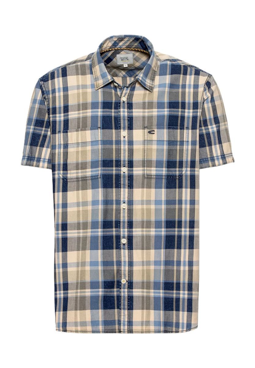 Klassisches blaues kariertes Baumwollhemd