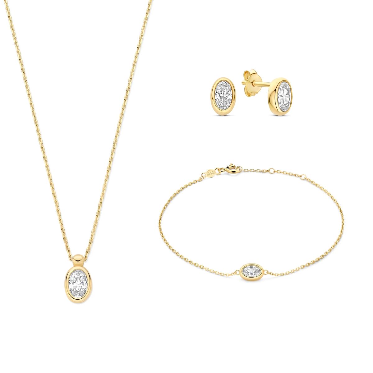 Zeitloses Zirkonia Schmuckset mit Ovalschliff
