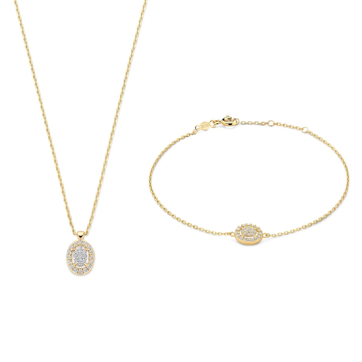 Schmuckset mit ovalen Zirkonia-Anhängern