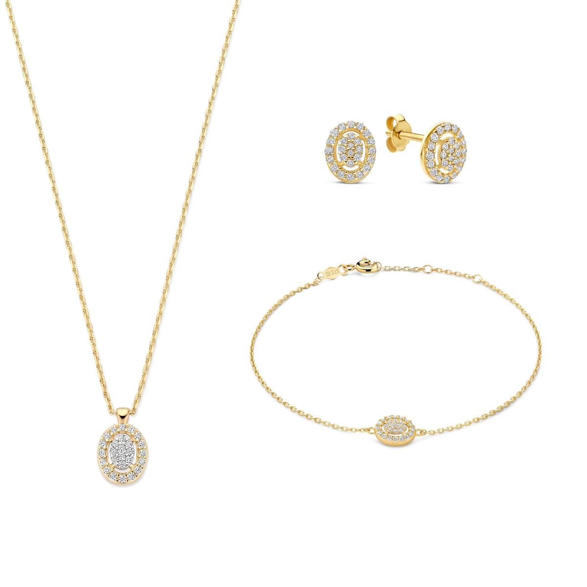 Zeitloses Zirkonia-Schmuckset in Ovalform
