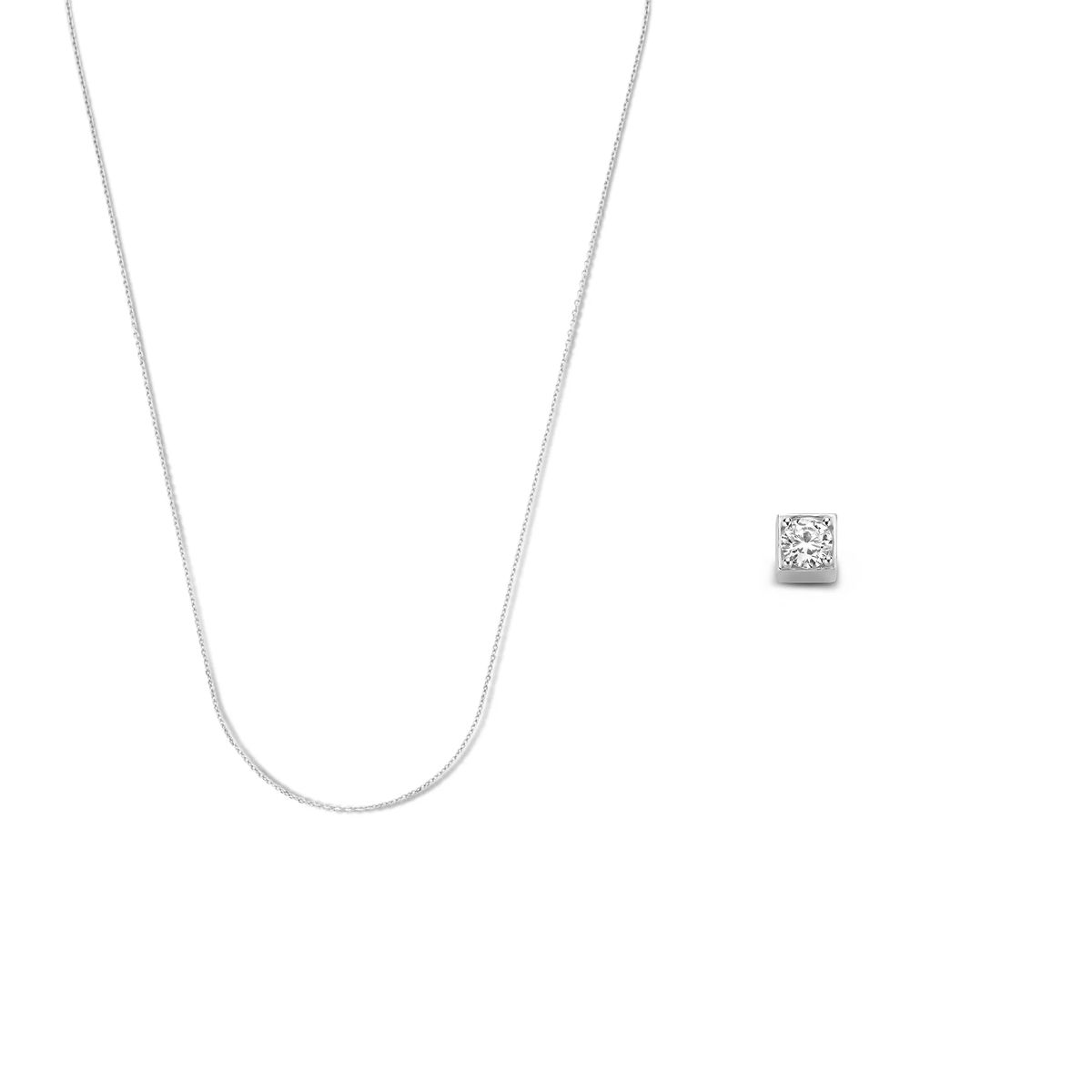 Weißgoldkette mit Würfelanhänger