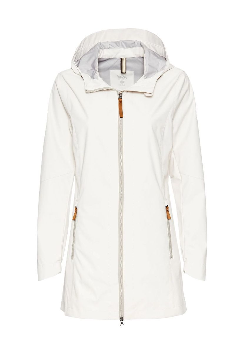 Weiße Softshelljacke mit Kapuze