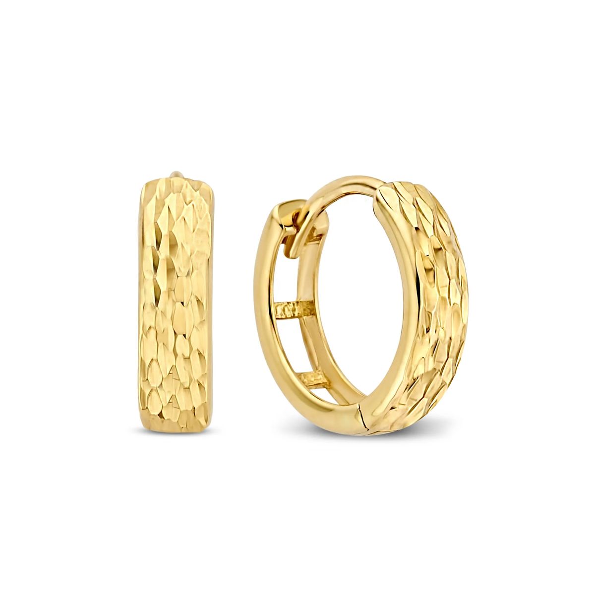 Goldene Creolen mit Diamantschliff