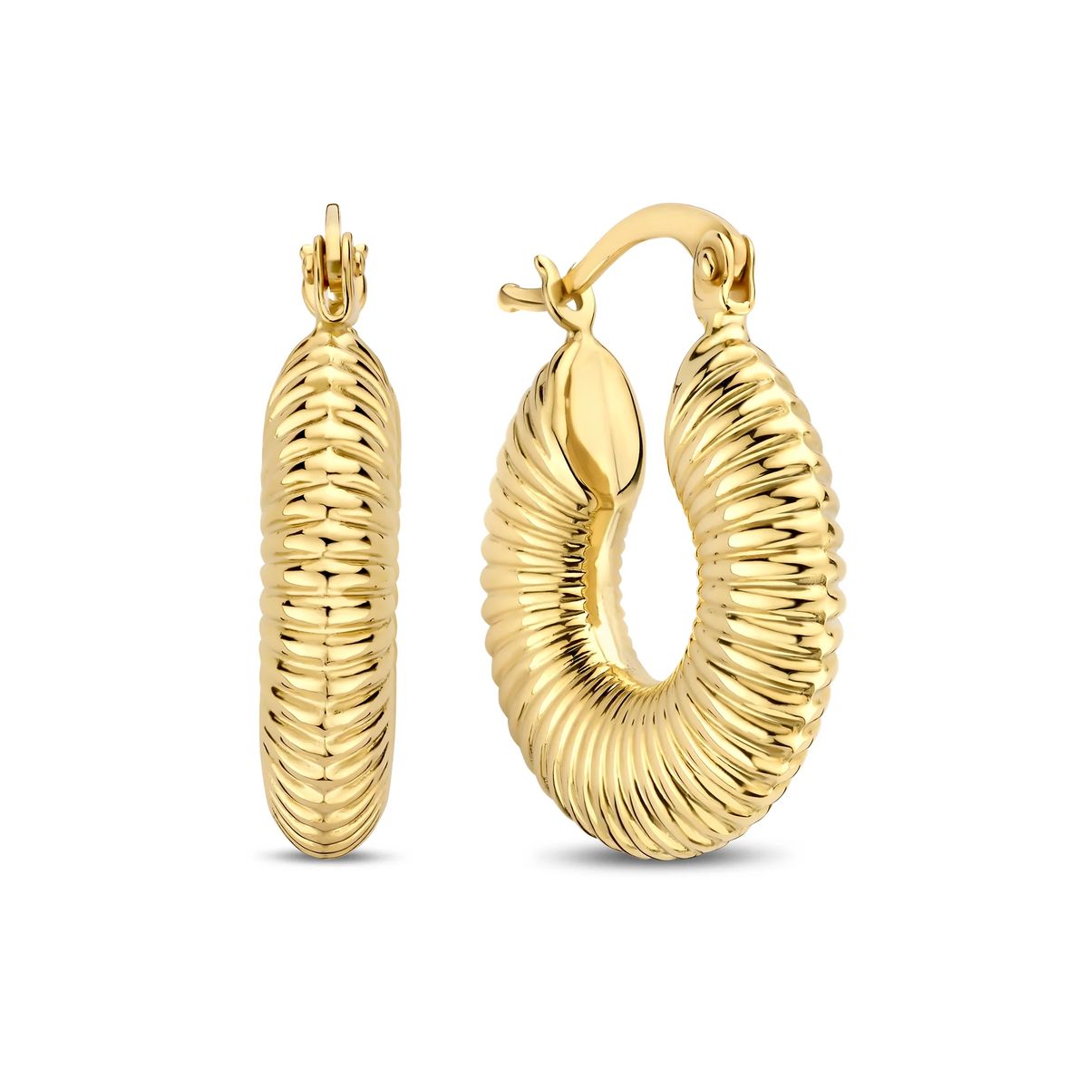 Elegante geriffelte Gold-Creolen