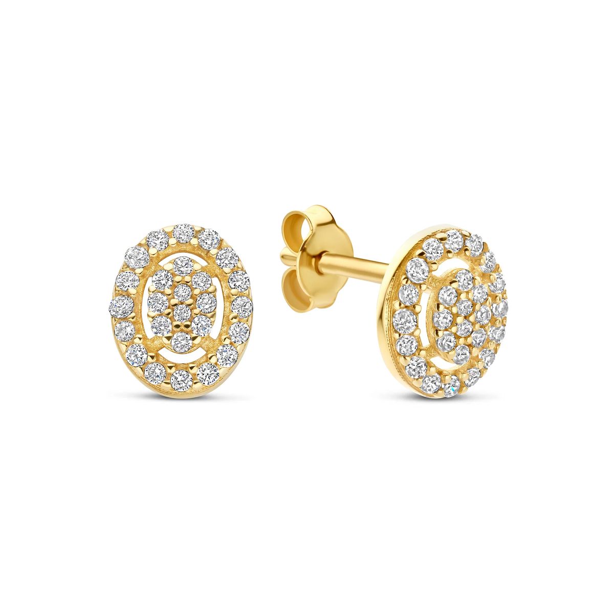 Elegante doppelte ovale Pavé-Ohrstecker