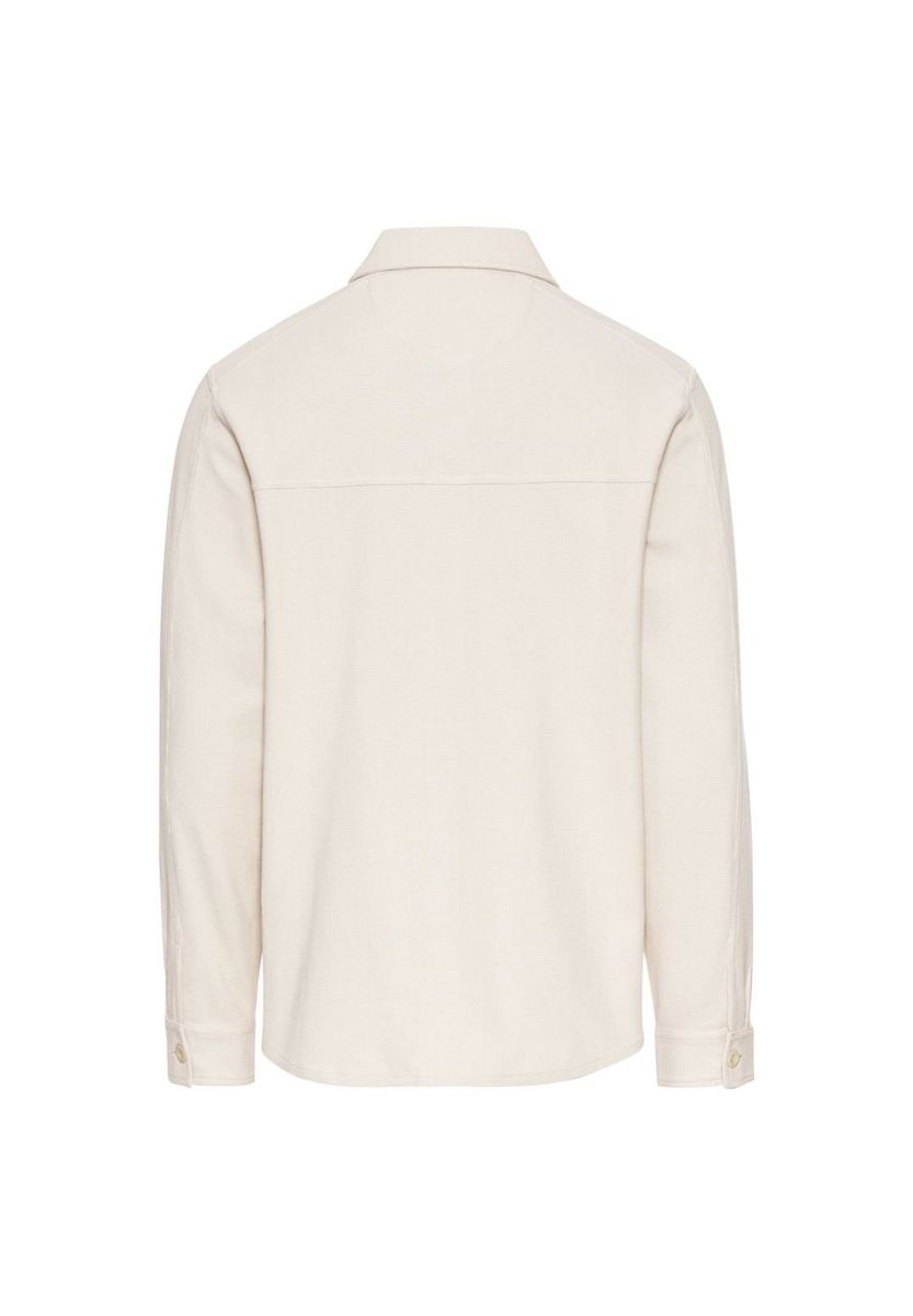 Beiges Baumwoll-Twill-Overshirt mit Taschen
