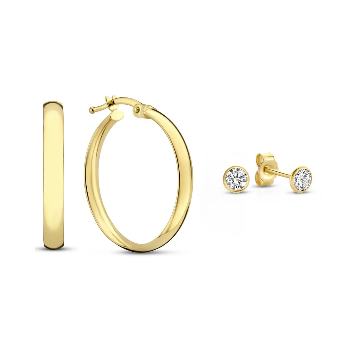 Elegantes Creolen- und Stecker-Ohrring-Set