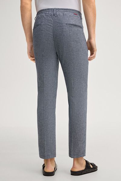 Lead Navy Melange Bundfaltenhose aus Stretch-Baumwoll-Leinen-Mix