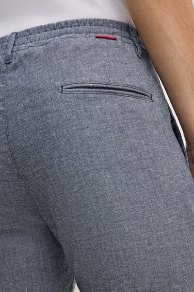 Lead Navy Melange Bundfaltenhose aus Stretch-Baumwoll-Leinen-Mix