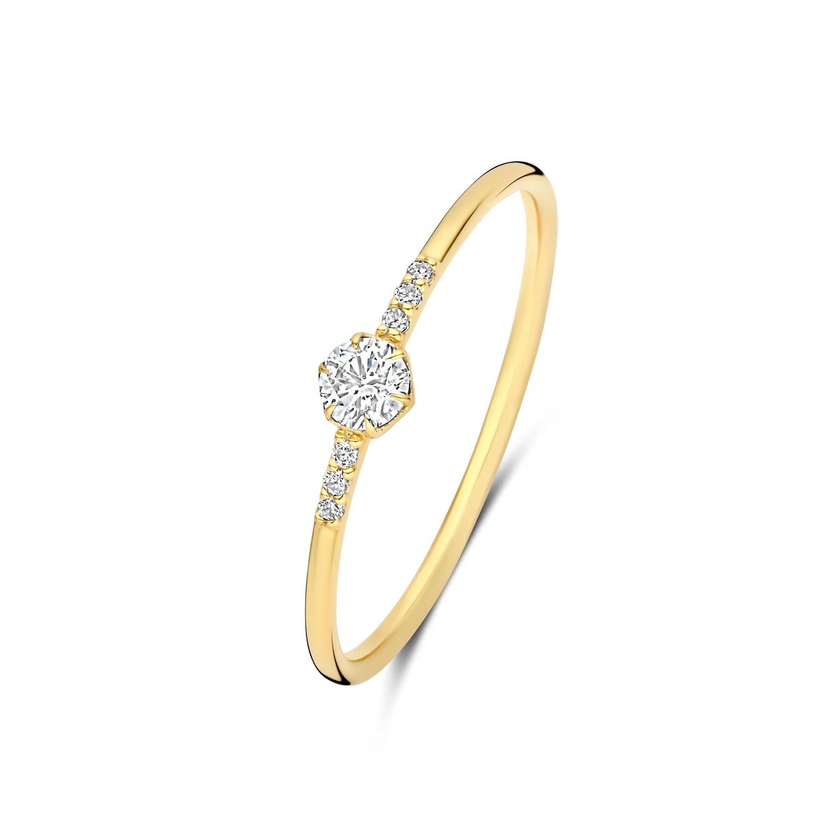 Zarter Goldring mit Solitär-Diamant