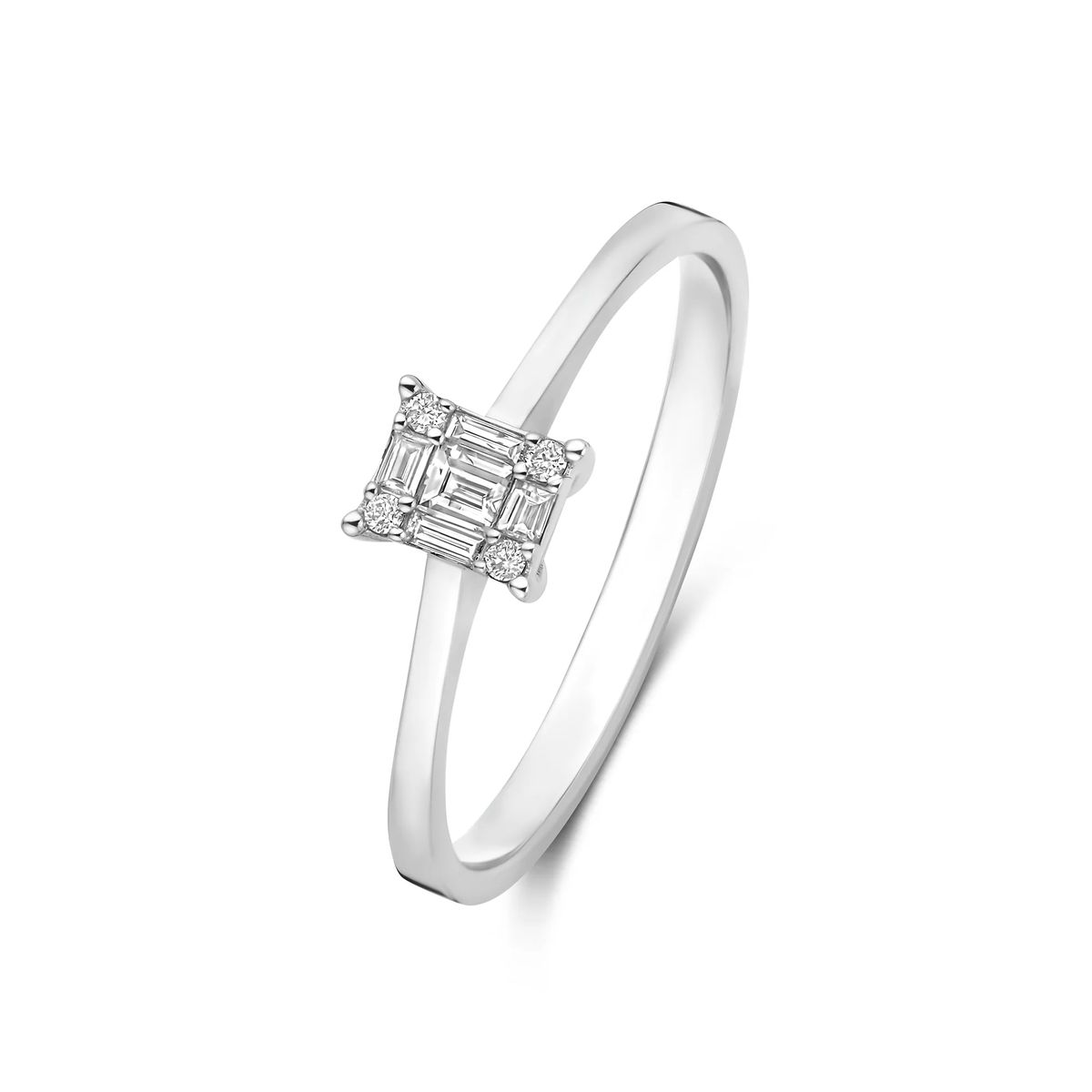 Eleganter quadratischer Diamant-Cluster-Ring
