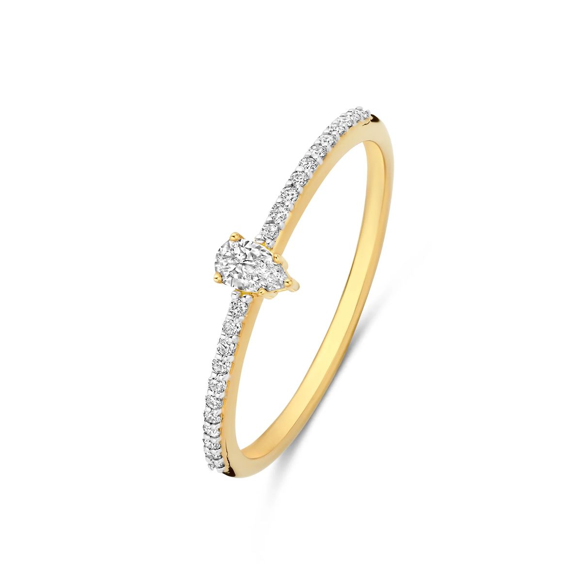 Goldring mit Birnenschliff-Diamant