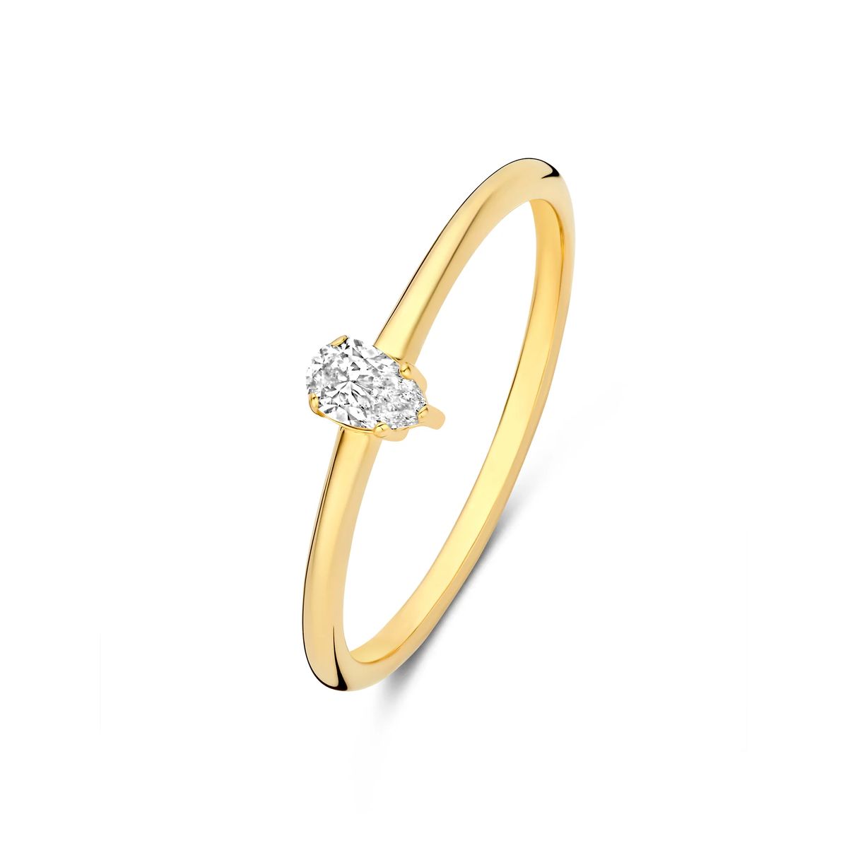 Eleganter Goldring mit Birnenschliff-Diamant