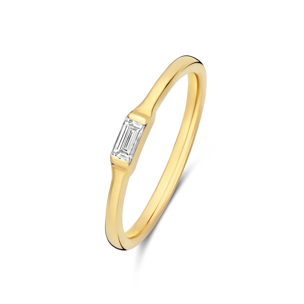 Eleganter Goldring mit Baguette-Diamant