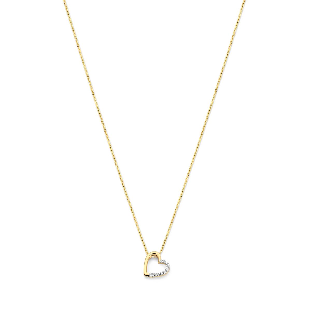 Diamantbesetzte Halskette mit offenem Herz