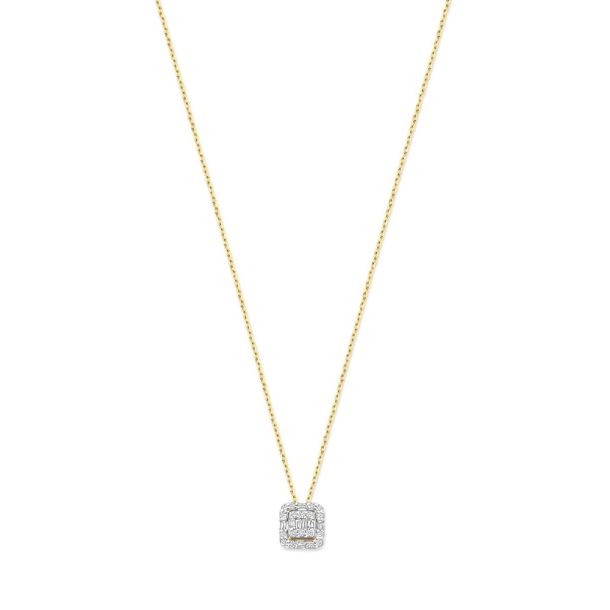 Goldene Halskette mit Diamant-Halo
