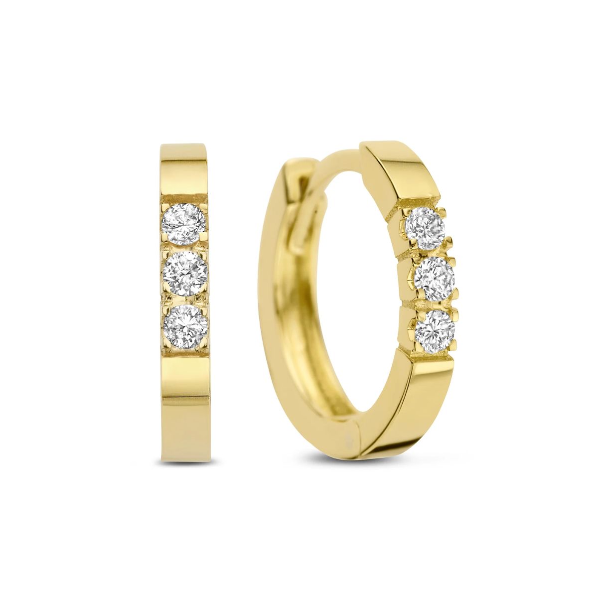 Diamant-Creolen mit Drei Steinen