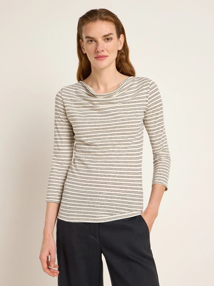 Gestreiftes Shirt mit Wasserfallausschnitt