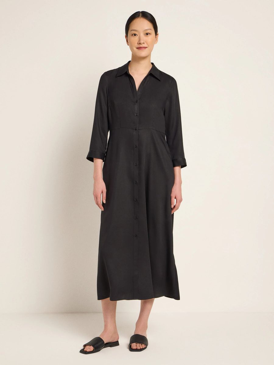 Klassisches Tailliertes Midi-Hemdblusenkleid