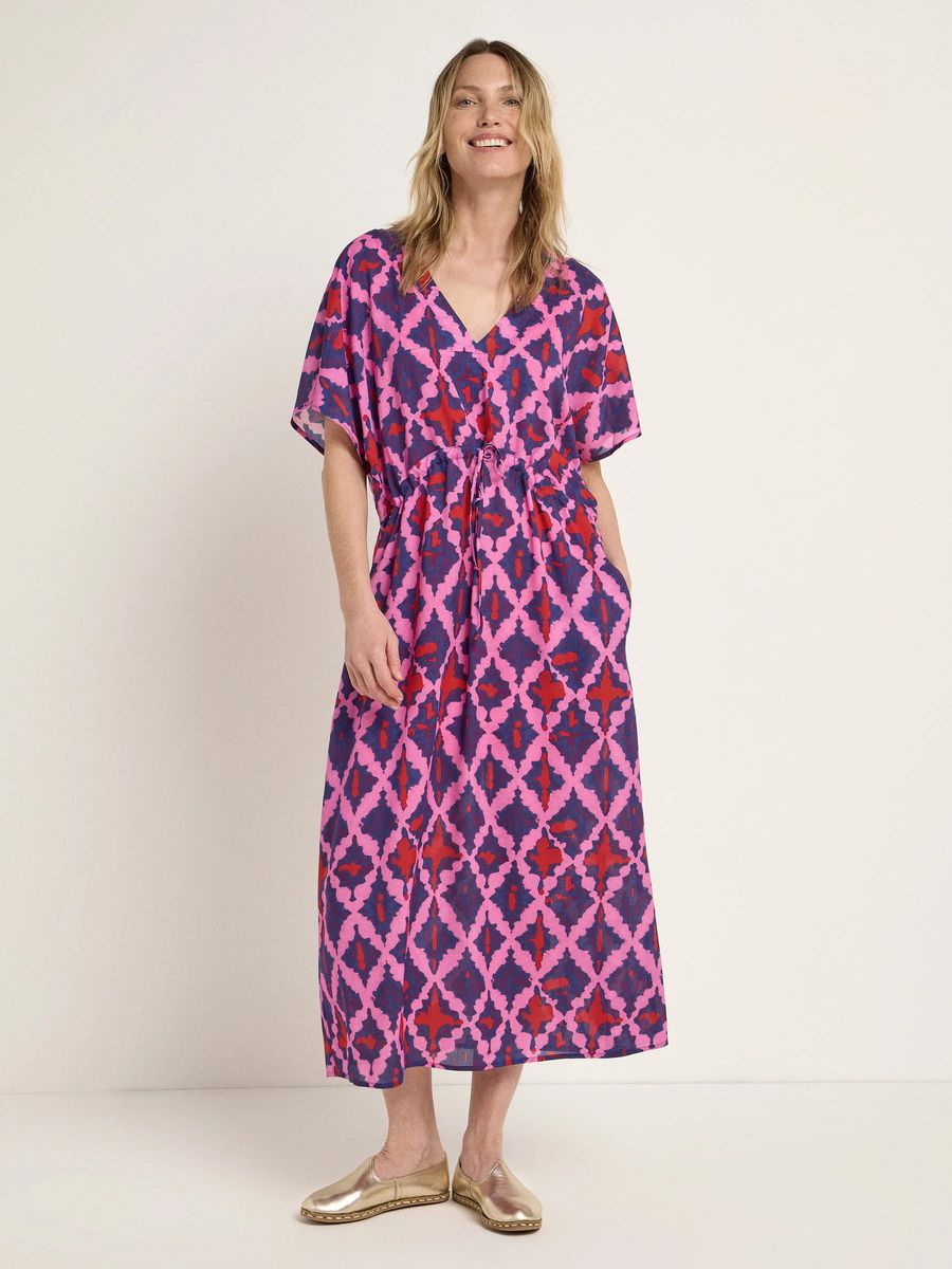 Gemustertes Maxikleid mit Tunnelzug