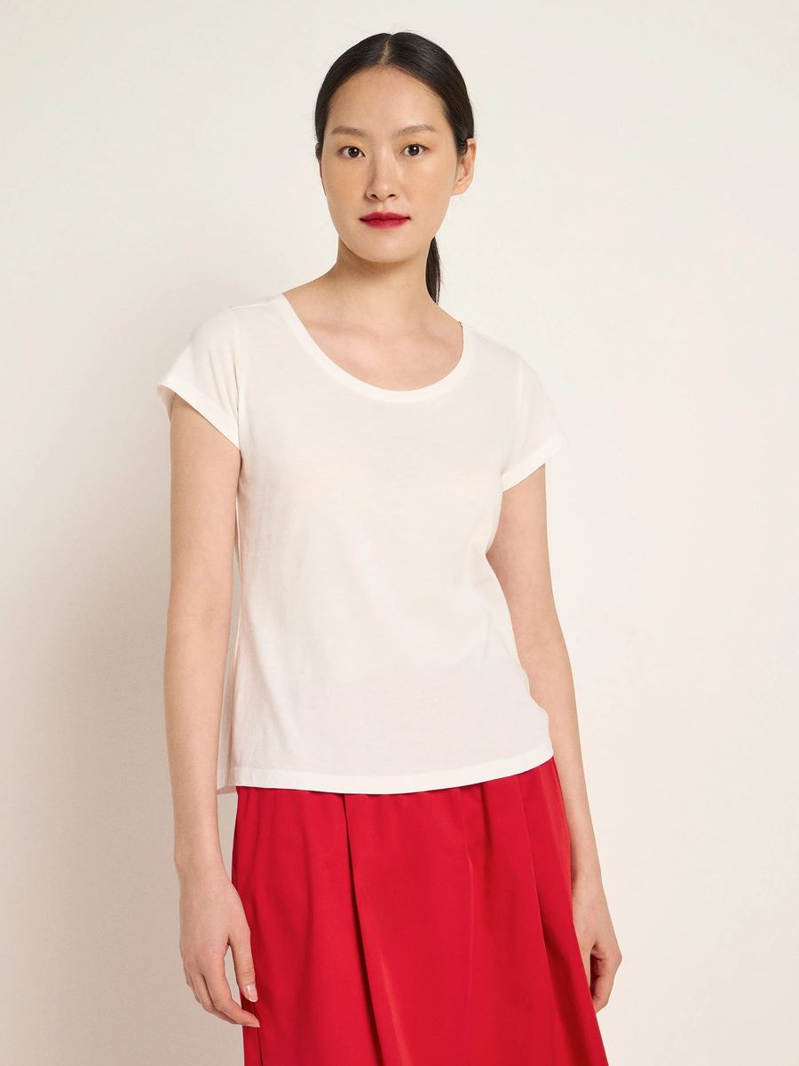 Essentielles Bio-Baumwollshirt mit Rundhalsausschnitt