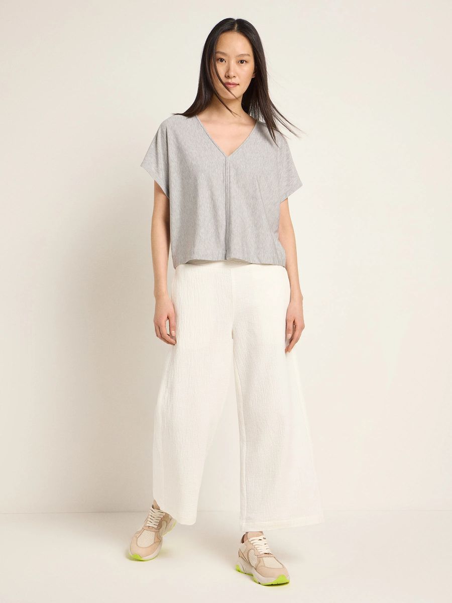 Schweres Tencel Jersey-Top mit V-Ausschnitt