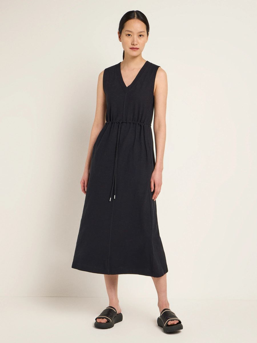 Ärmelloses V-Ausschnitt Maxikleid mit Kordelzug