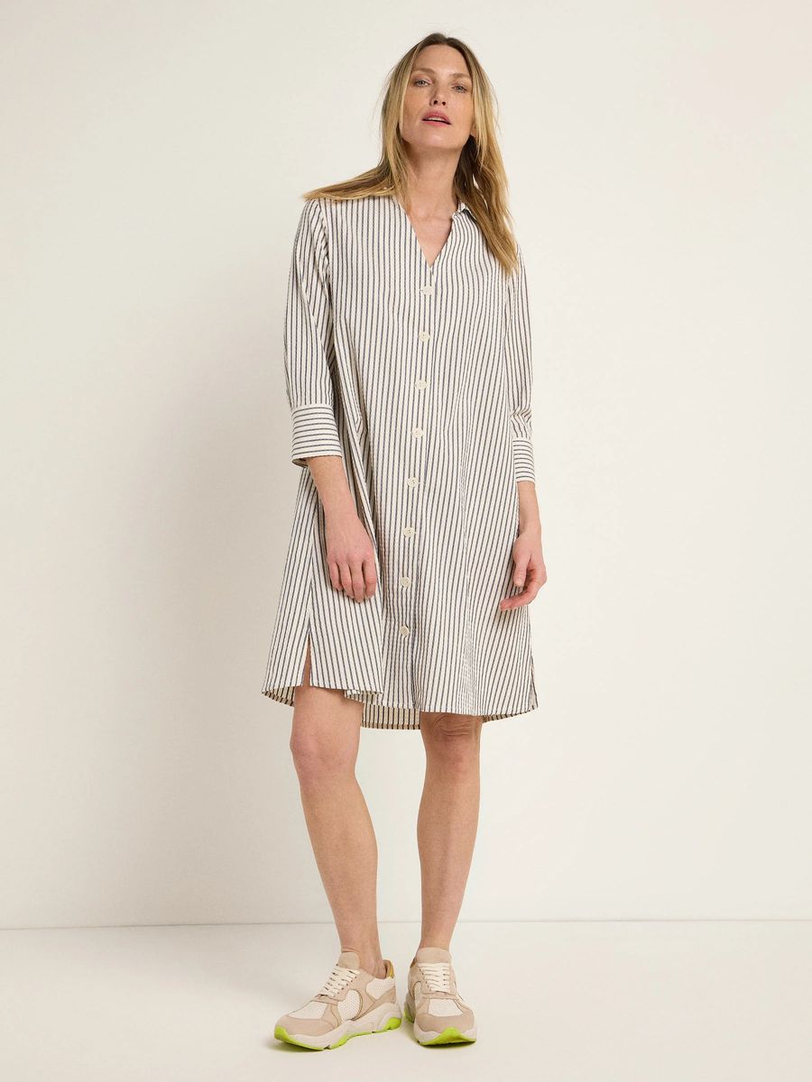 Lässiges gestreiftes Hemdblusenkleid aus Baumwolle