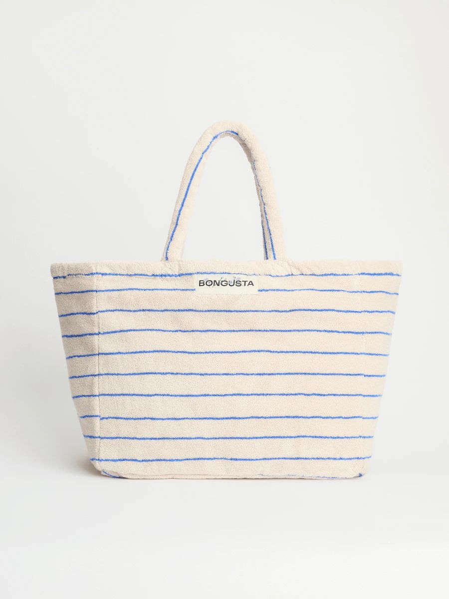 Gestreifte Wochenendtasche aus Bio-Baumwolle