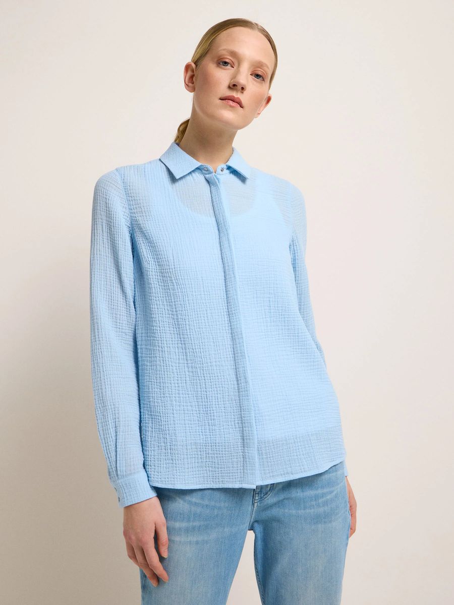 Strukturierte Bio-Baumwolle Hemdbluse