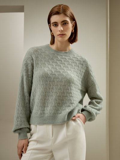 Strukturierter Pullover aus Seide-Kaschmir