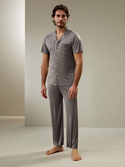 Kurzärmeliges Seidenstrick-Pyjama-Set