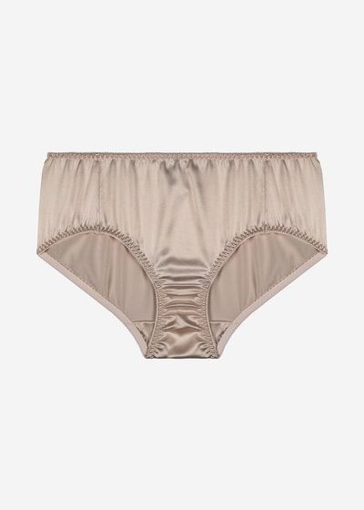 Hochgeschnittener Bikini-Slip aus glänzender Seide