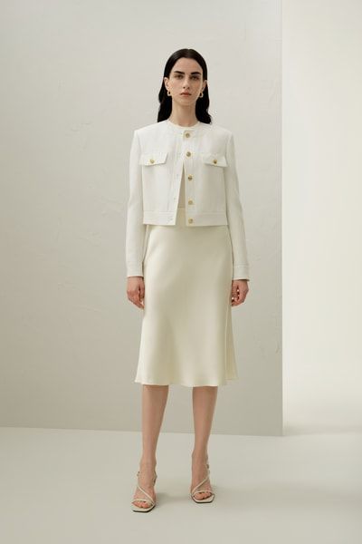 Elegante verkürzte Seiden-Leinen-Jacke