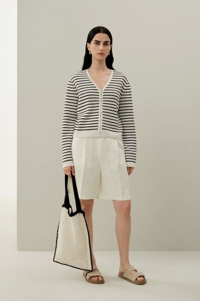 Gestreifter Silk-Cotton Cardigan