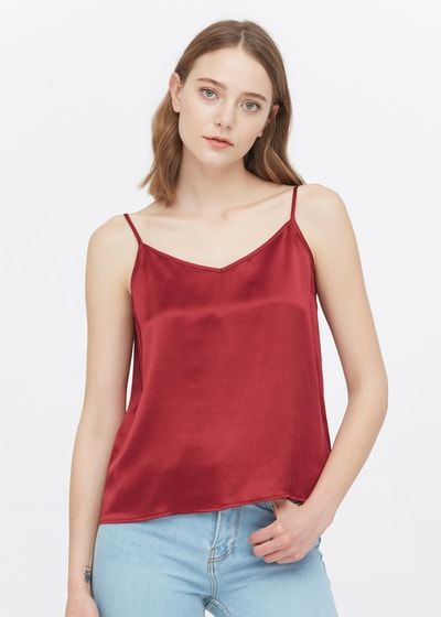 Seidiges Camisole-Top mit V-Ausschnitt