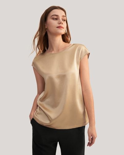 Ärmelloses Basic-Top aus Charmeuse-Seide