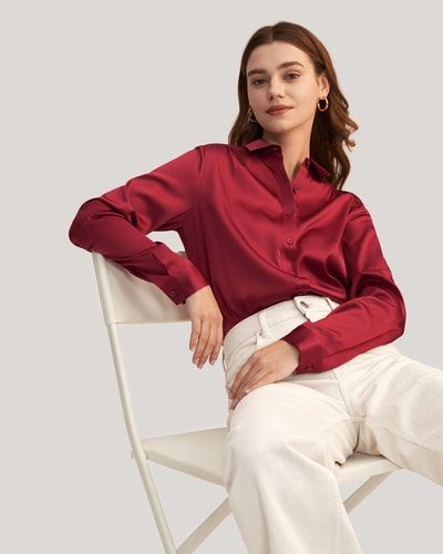 Elegante Hemdbluse aus Maulbeerseide