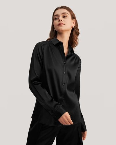 Klassische Maulbeerseiden-Bluse mit Kragen