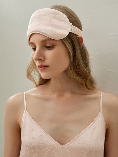 Seiden-Augenmaske mit floralem Jacquard