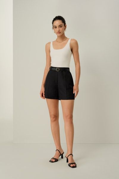 High-Rise Seide-Leinen-Shorts